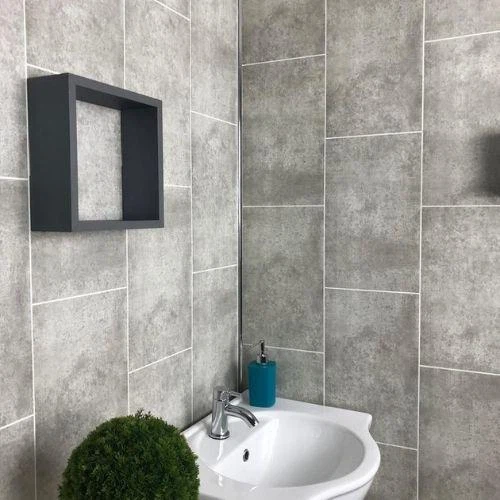 Panel ścienny do łazienki z panelem ściennym z szarego PCV o szerokości 250 mm